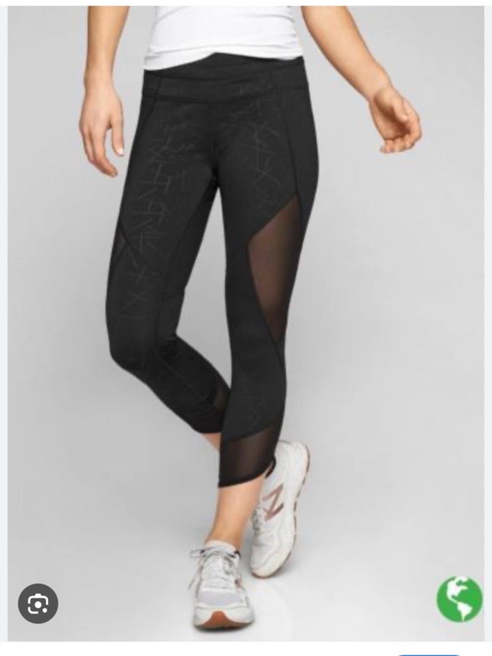 Athleta Angle Aura Sonar Capri Crop Mesh Black Size XL EUC